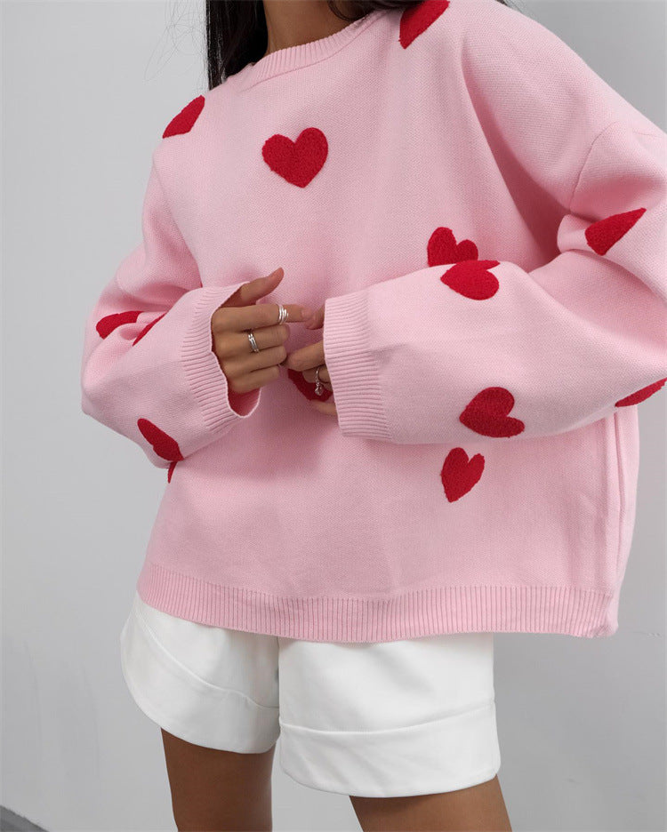 Heart-shaped Long Sleeve Sweater