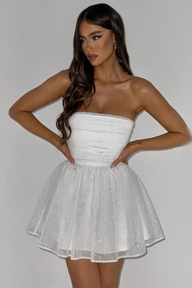 Mini Glitter Dress - strapless - Luxurise Fashion - Dresses & Skirts