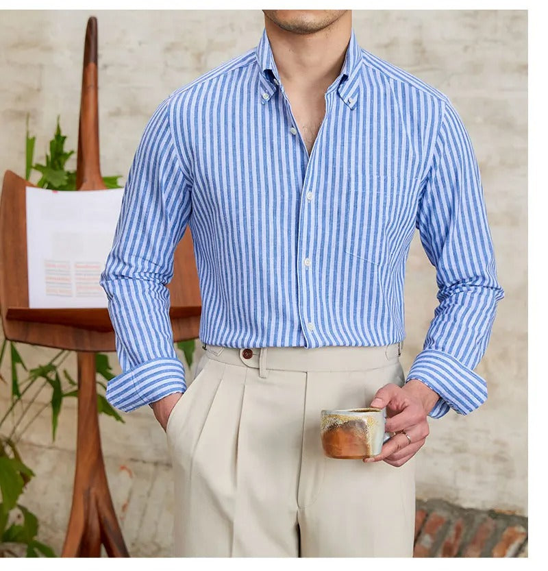 Santino Linen Blend Shirt - Luxurise Fashion - 