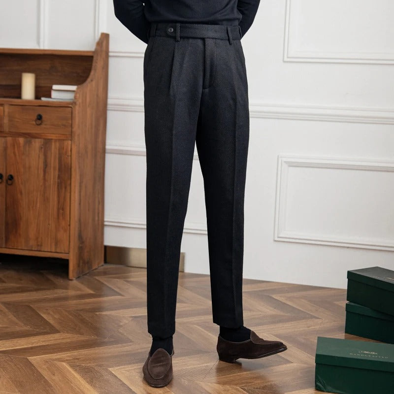 Vincenzio Wool Blend Herringbone Trousers - Luxurise - vincenzio-wool-blend-herringbone-trousers - 