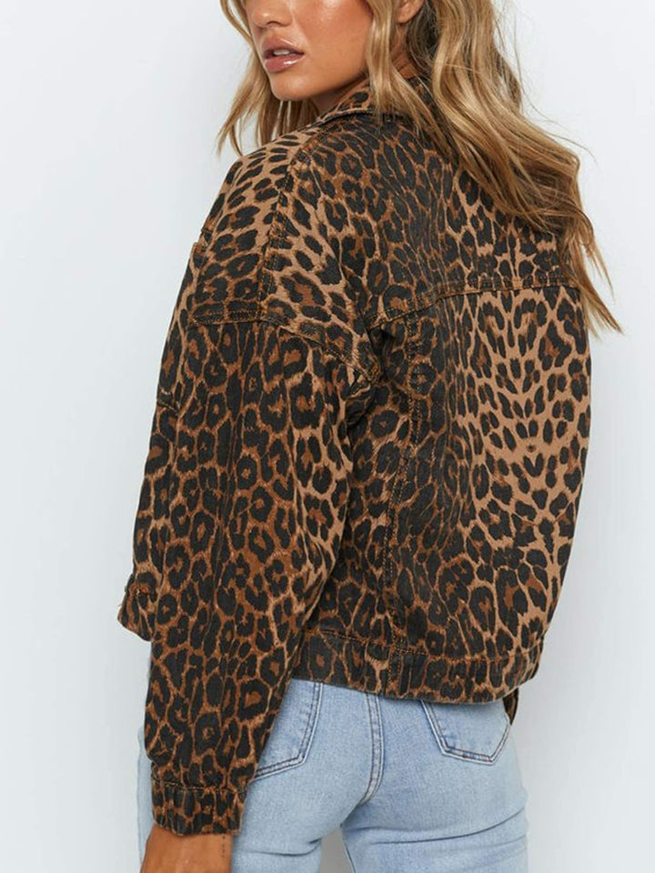 Denim Jacket Leopard Bomber - Luxurise Fashion - 