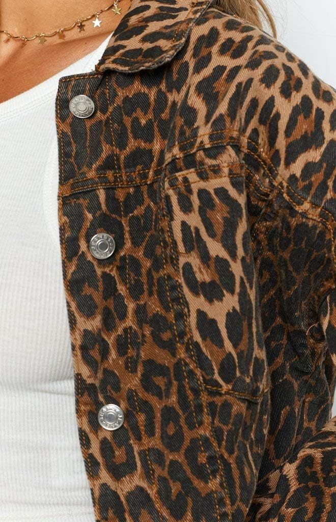 Denim Jacket Leopard Bomber - Luxurise - denim-jacket-leopard-bomber - 