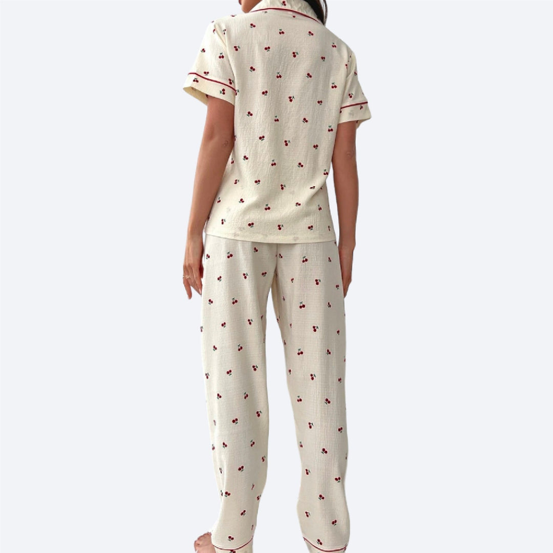 CHERRY PAJAMAS SET - Luxurise Fashion - loungewear