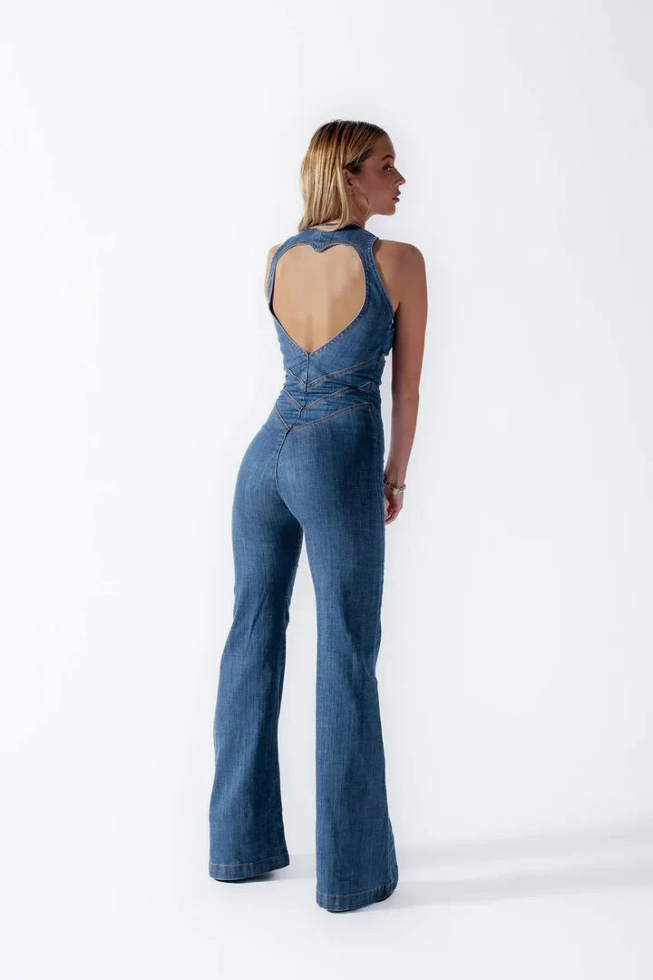 Heart Denim Jumpsuit - Luxurise Fashion - Jumpsuits