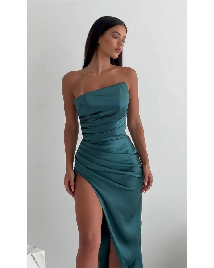 Sexy Strapless Pleated Dress - Luxurise - sexy-strapless-pleated-dress - 