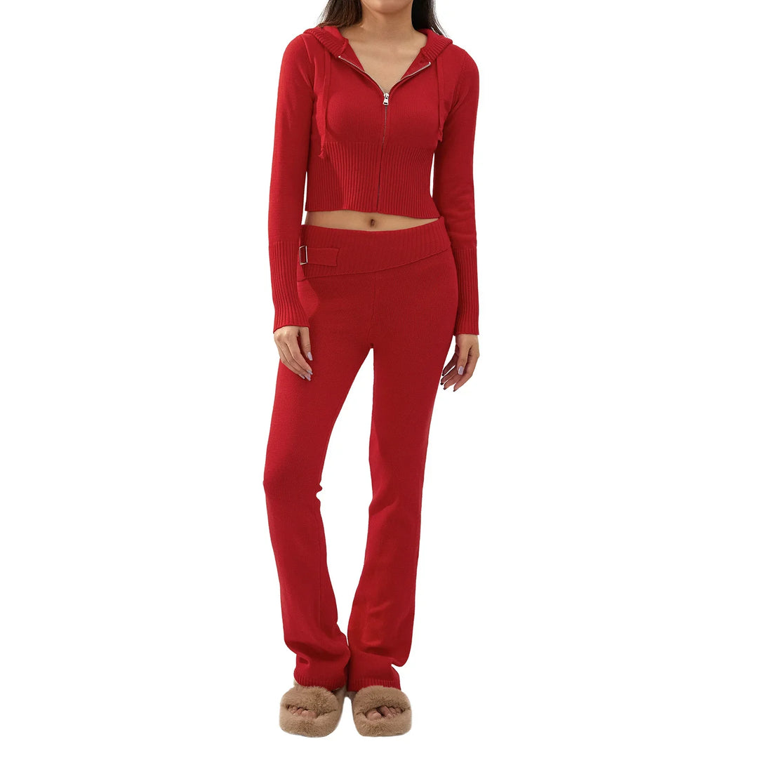 Cozy Ribbed Knit Lounge Set - Luxurise Fashion - 