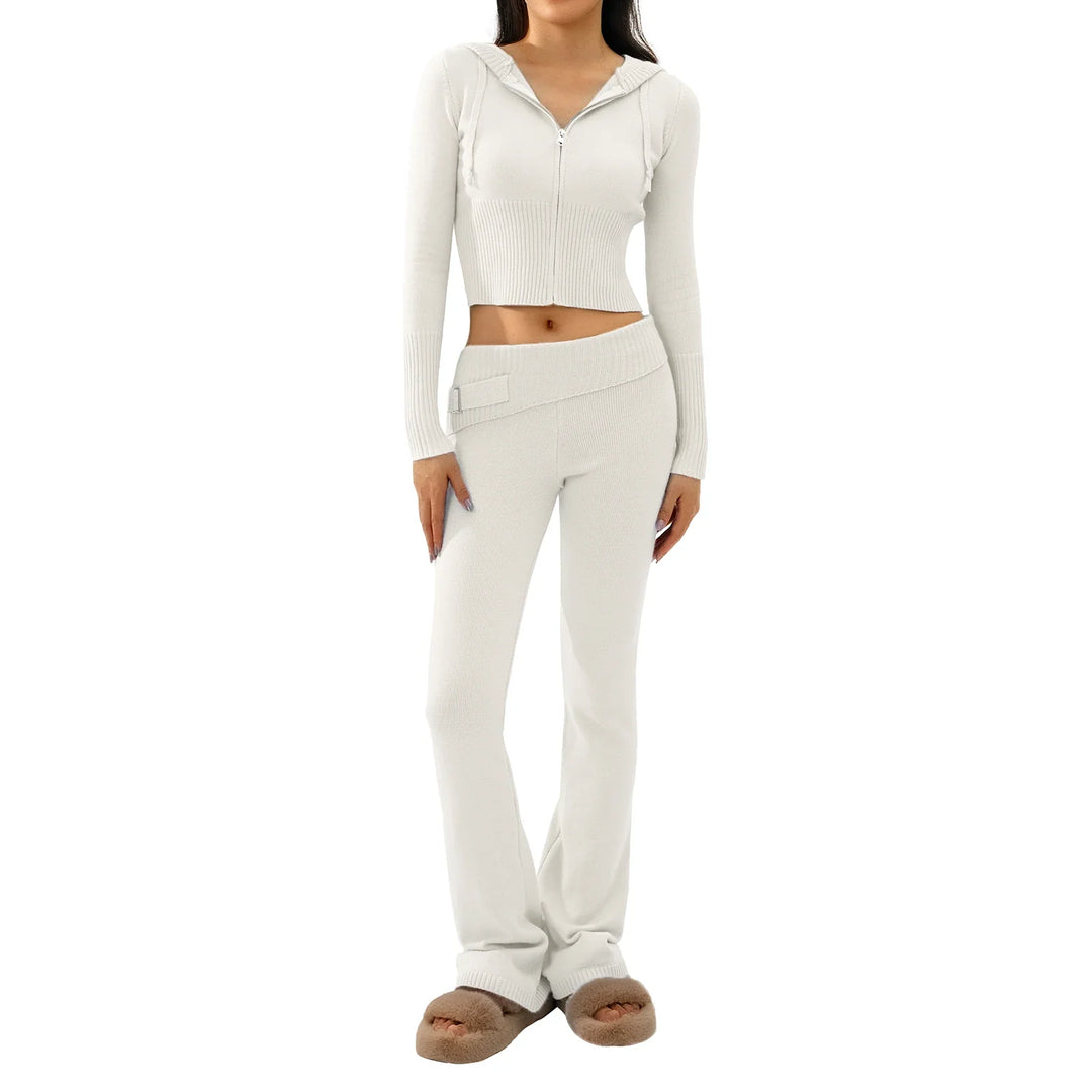 Cozy Ribbed Knit Lounge Set - Luxurise Fashion - 