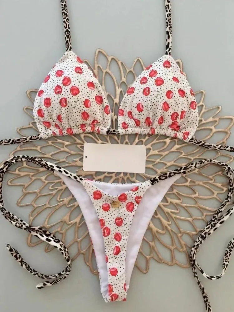 Print Bikini - Luxurise - badmode-vrouwen-schattige-kersenprint-braziliaanse-string-bikini-set-sexy-string-badpak-twee-stukken-badpak-vrouwen-2023-strandkleding - 