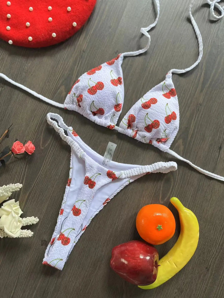 Print Bikini - Luxurise - badmode-vrouwen-schattige-kersenprint-braziliaanse-string-bikini-set-sexy-string-badpak-twee-stukken-badpak-vrouwen-2023-strandkleding - 