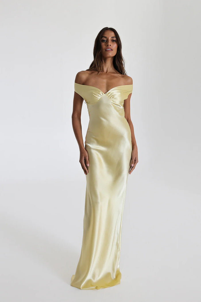 Seraphina Off Shoulder Satin Maxi Dress - Luxurise Fashion - 