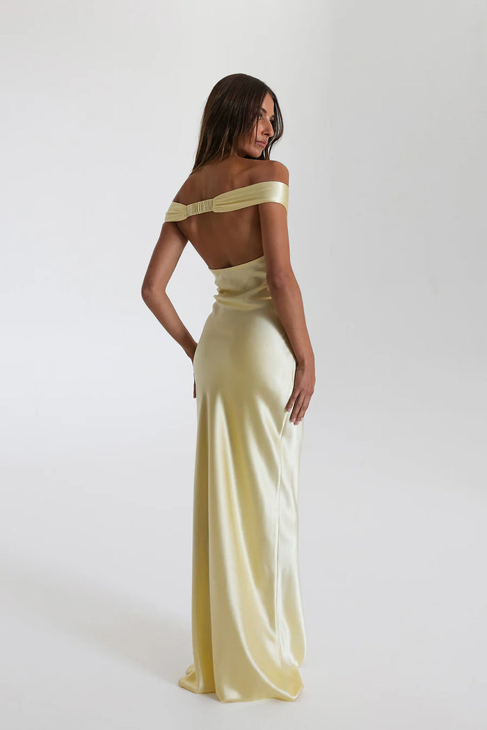 Seraphina Off Shoulder Satin Maxi Dress - Luxurise Fashion - 