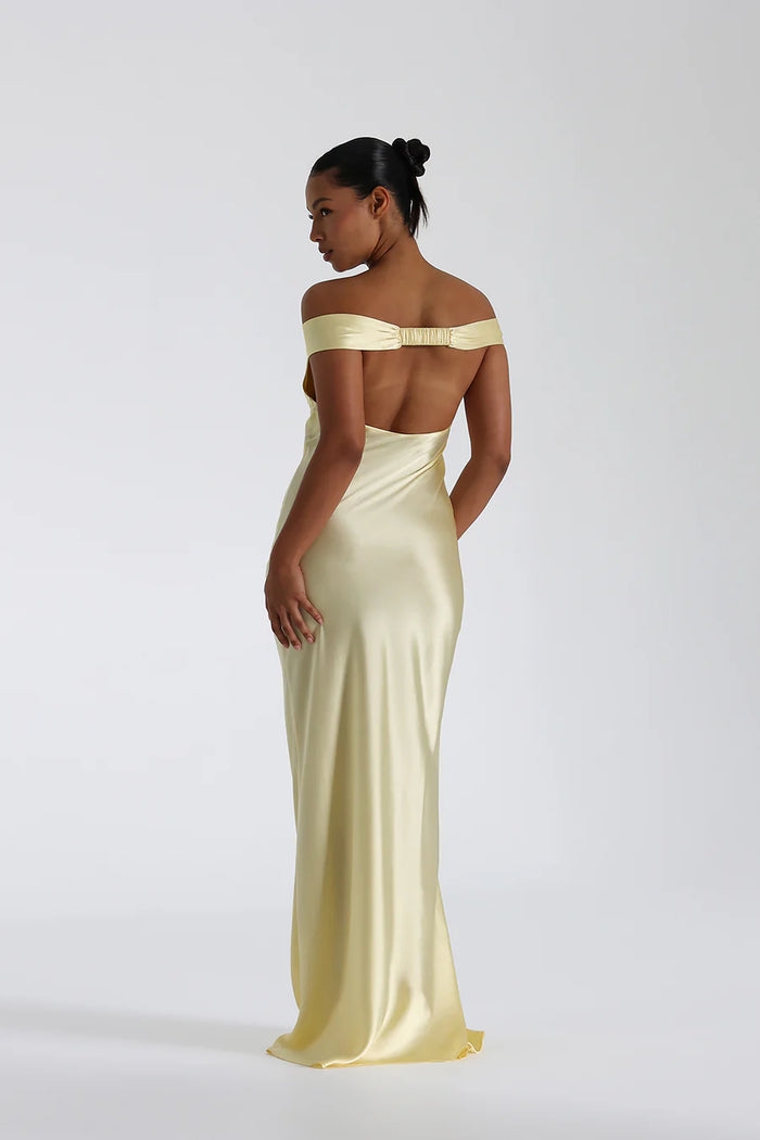 Seraphina Off Shoulder Satin Maxi Dress - Luxurise Fashion - 