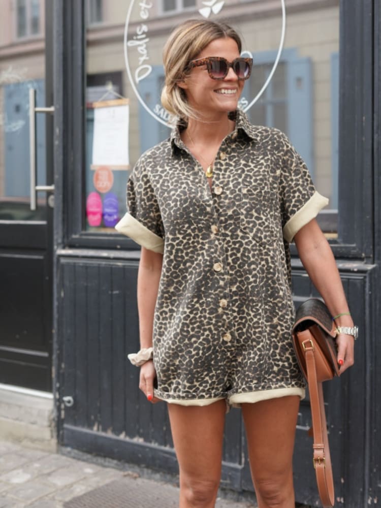 Chloe Mini Cheetah Romper - Luxurise Fashion - Jumpsuits