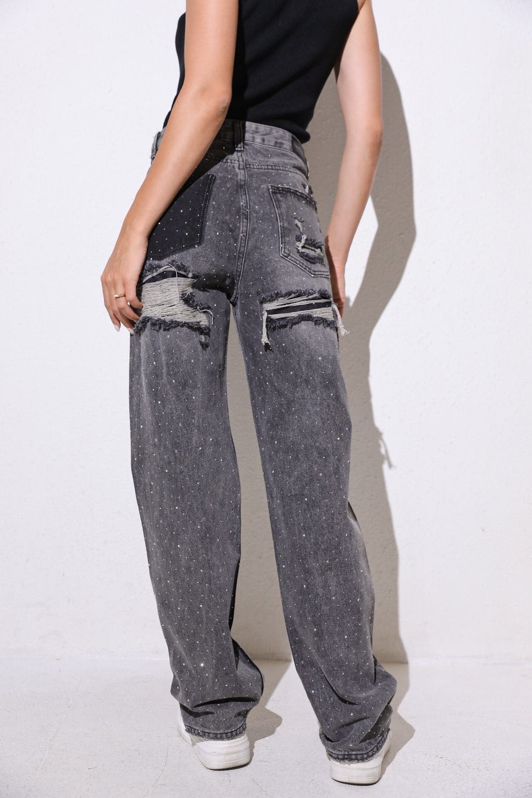 Destroyed Stone Jeans ( No Stretch ) - Luxurise Fashion - jeans & pants