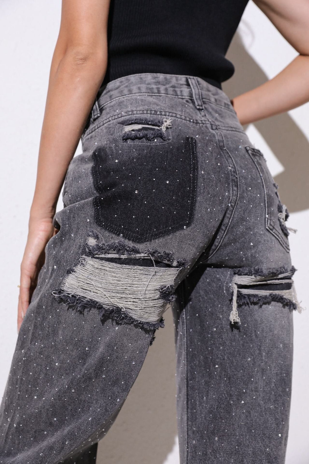 Destroyed Stone Jeans ( No Stretch ) - Luxurise Fashion - jeans & pants