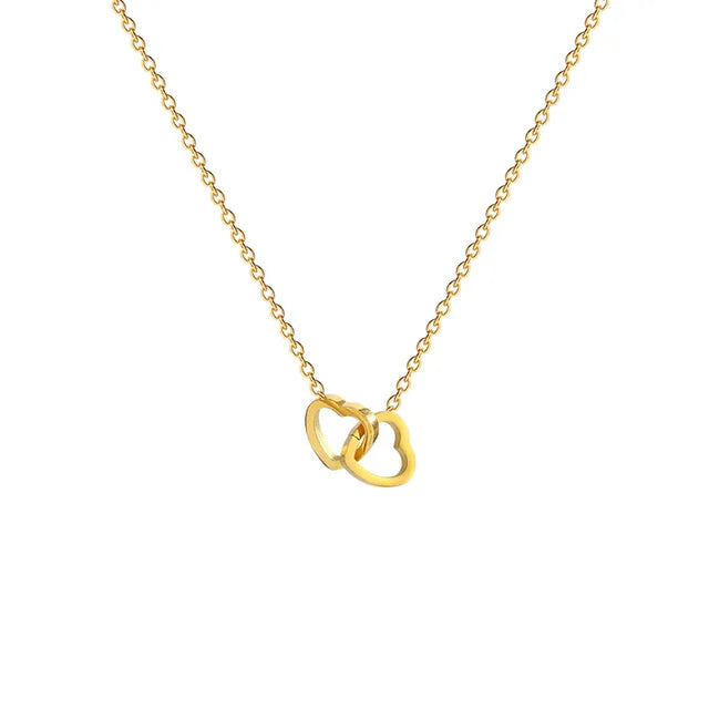 Double heart Gold Plated - Luxurise Fashion - free_gift