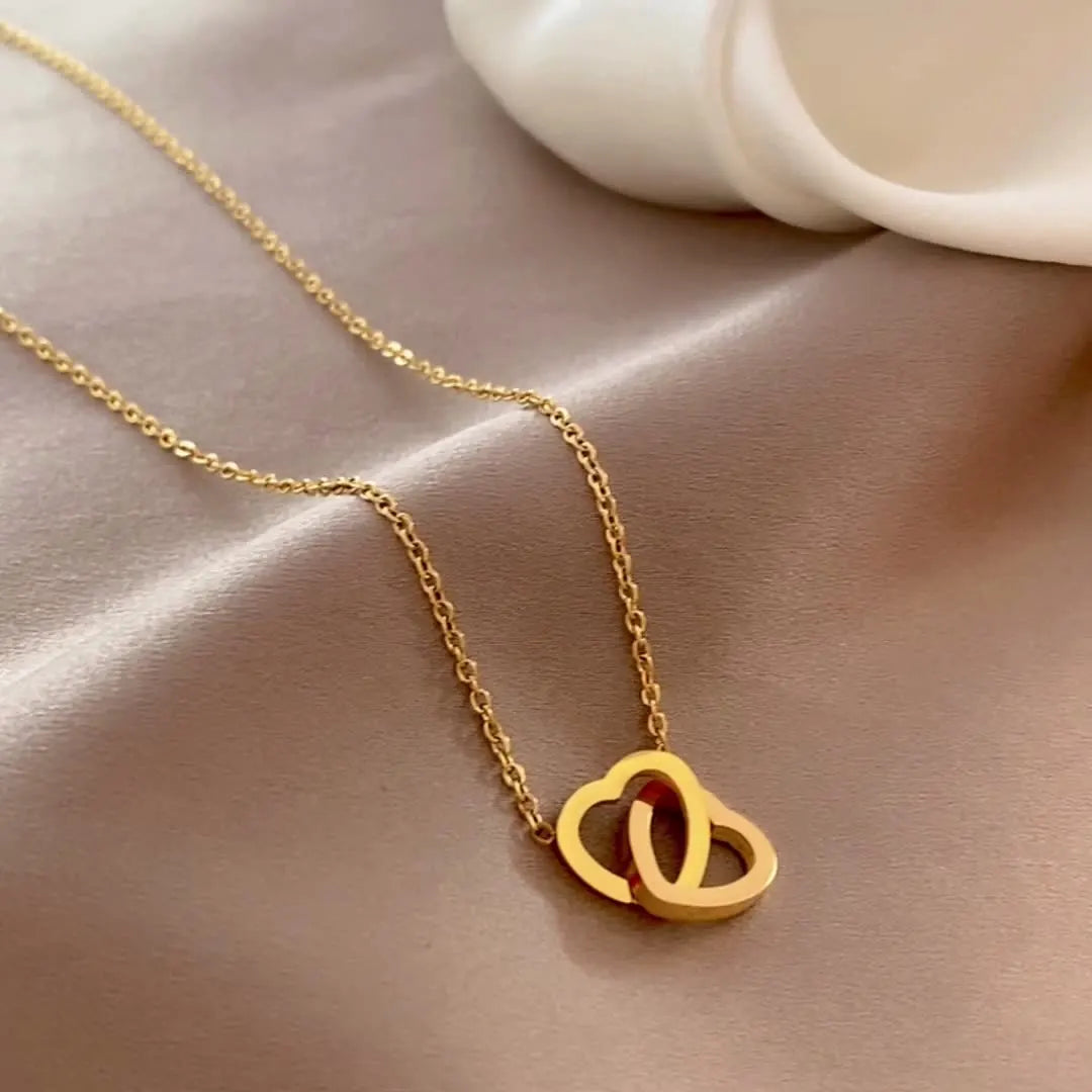 Double heart Gold Plated - Luxurise Fashion - free_gift