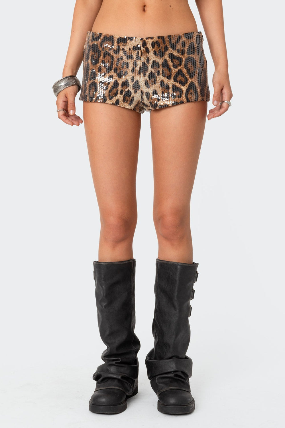 Sequin Leopard Printed Micro Shorts - Luxurise Fashion - short & skirts