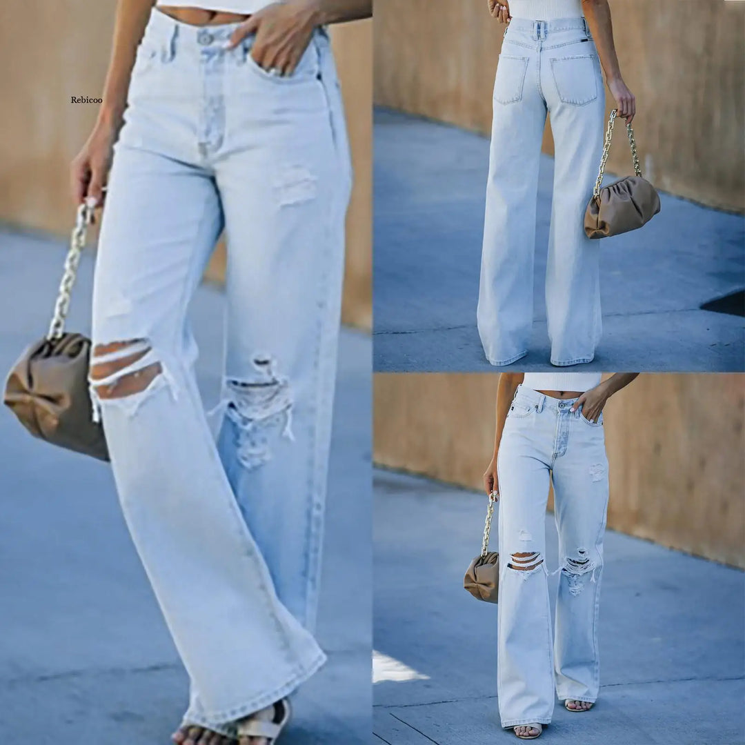 High Waist Loose Comfortable Jeans - Luxurise Fashion - 