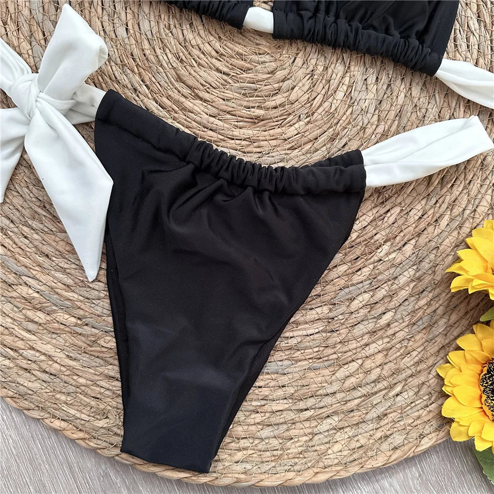 Halter Bikini Black/White - Luxurise - halter-bikini - 