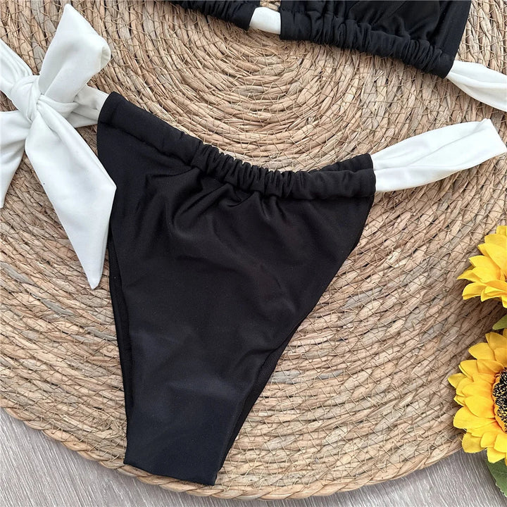 Halter Bikini Black/White - Luxurise - halter-bikini - 