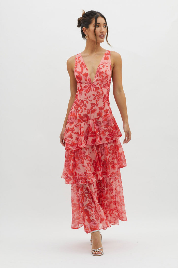 Isla Strappy Ruffle Maxi Dress