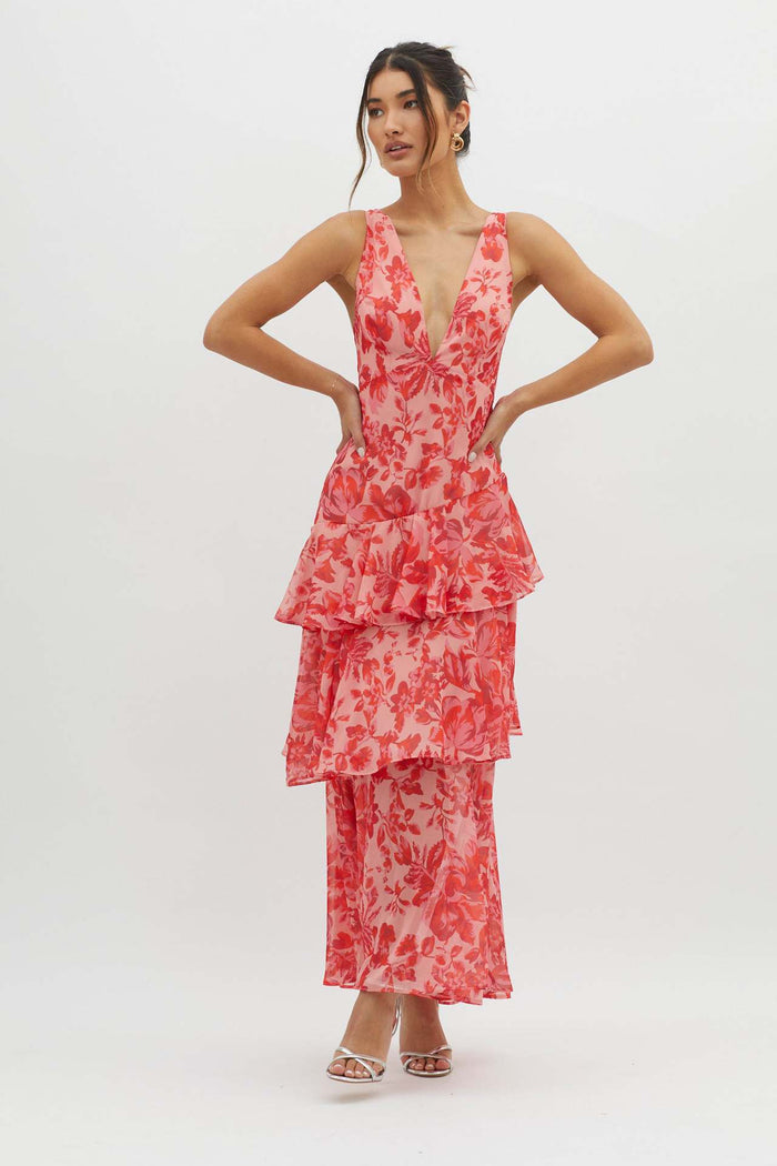 Isla Strappy Ruffle Maxi Dress