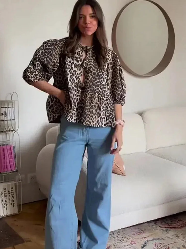 Bow Tops VIRAL - Luxurise - leopard-print-bow - Shirts & Tops