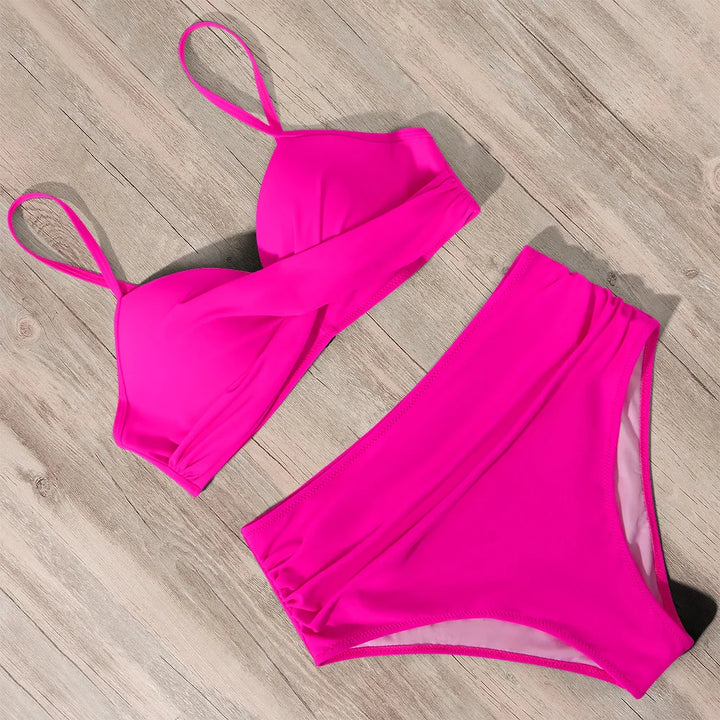 High Waist Bikini - Luxurise - ruuhee-hoge-taille-bikini-2023-vrouw-badpak-vrouwen-badkleding-badpak-gewatteerd-push-up-ruches-badpak-vrouwen-bikini-set - 