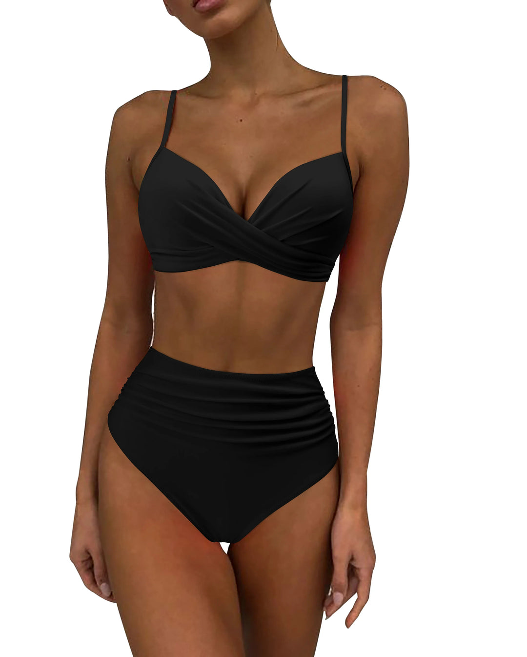 High Waist Bikini - Luxurise - ruuhee-hoge-taille-bikini-2023-vrouw-badpak-vrouwen-badkleding-badpak-gewatteerd-push-up-ruches-badpak-vrouwen-bikini-set - 