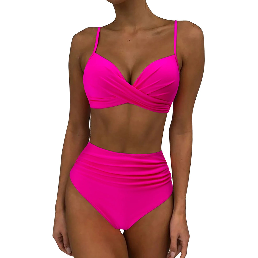 High Waist Bikini - Luxurise - ruuhee-hoge-taille-bikini-2023-vrouw-badpak-vrouwen-badkleding-badpak-gewatteerd-push-up-ruches-badpak-vrouwen-bikini-set - 