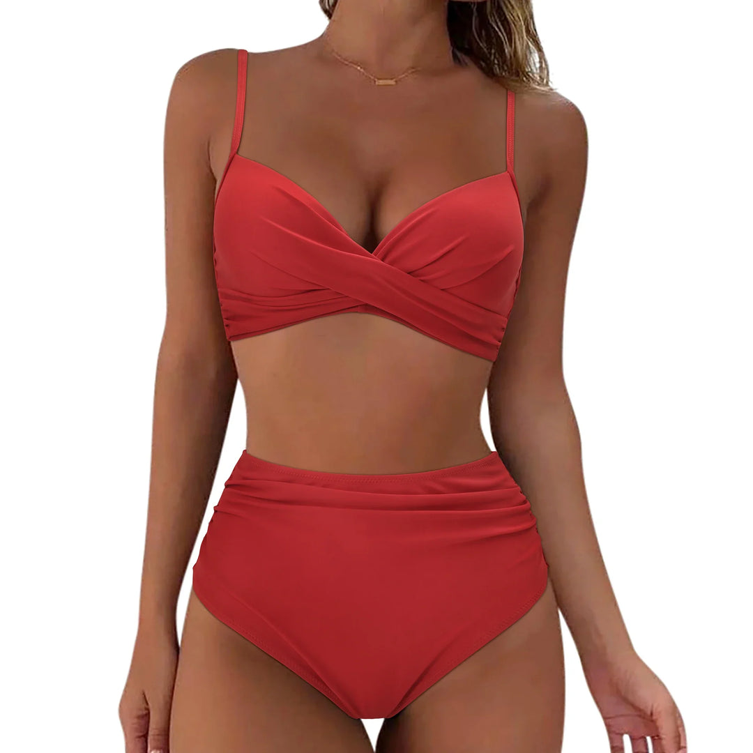 High Waist Bikini - Luxurise - ruuhee-hoge-taille-bikini-2023-vrouw-badpak-vrouwen-badkleding-badpak-gewatteerd-push-up-ruches-badpak-vrouwen-bikini-set - 