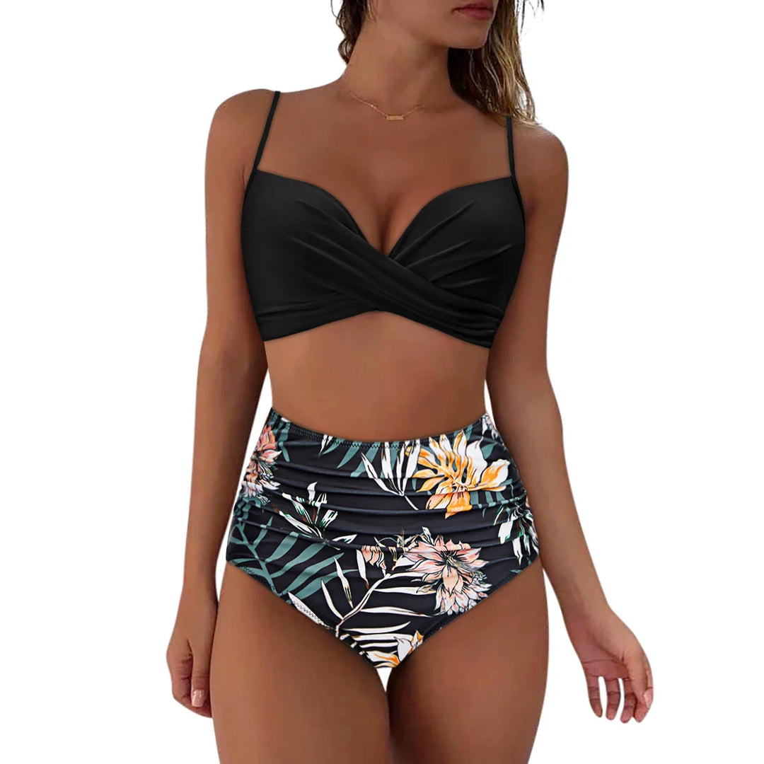 High Waist Bikini - Luxurise - ruuhee-hoge-taille-bikini-2023-vrouw-badpak-vrouwen-badkleding-badpak-gewatteerd-push-up-ruches-badpak-vrouwen-bikini-set - 