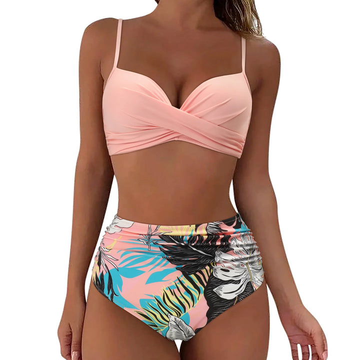 High Waist Bikini - Luxurise - ruuhee-hoge-taille-bikini-2023-vrouw-badpak-vrouwen-badkleding-badpak-gewatteerd-push-up-ruches-badpak-vrouwen-bikini-set - 