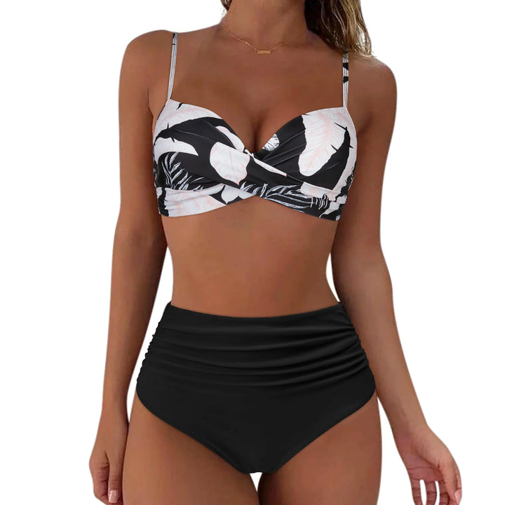 High Waist Bikini - Luxurise - ruuhee-hoge-taille-bikini-2023-vrouw-badpak-vrouwen-badkleding-badpak-gewatteerd-push-up-ruches-badpak-vrouwen-bikini-set - 