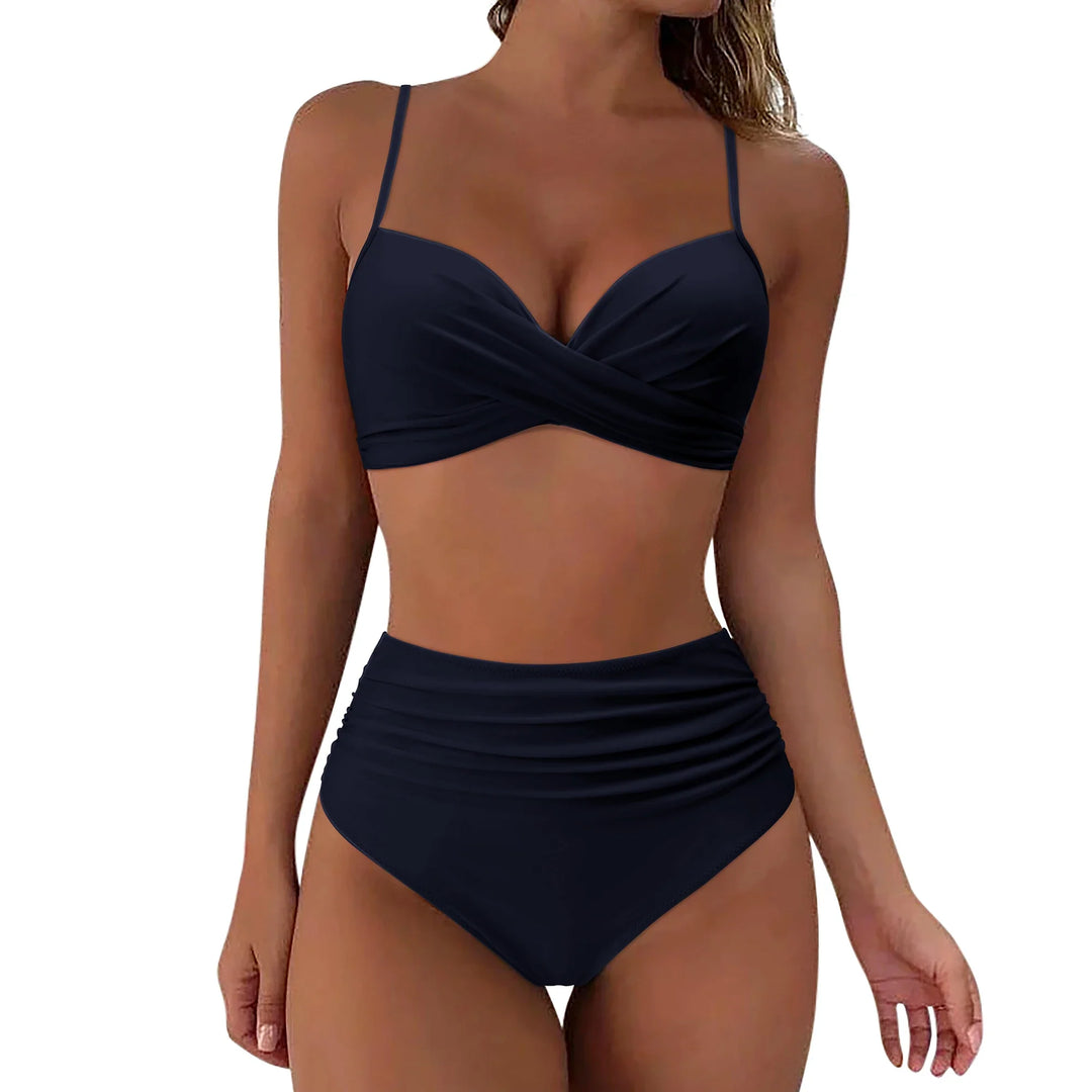 High Waist Bikini - Luxurise - ruuhee-hoge-taille-bikini-2023-vrouw-badpak-vrouwen-badkleding-badpak-gewatteerd-push-up-ruches-badpak-vrouwen-bikini-set - 