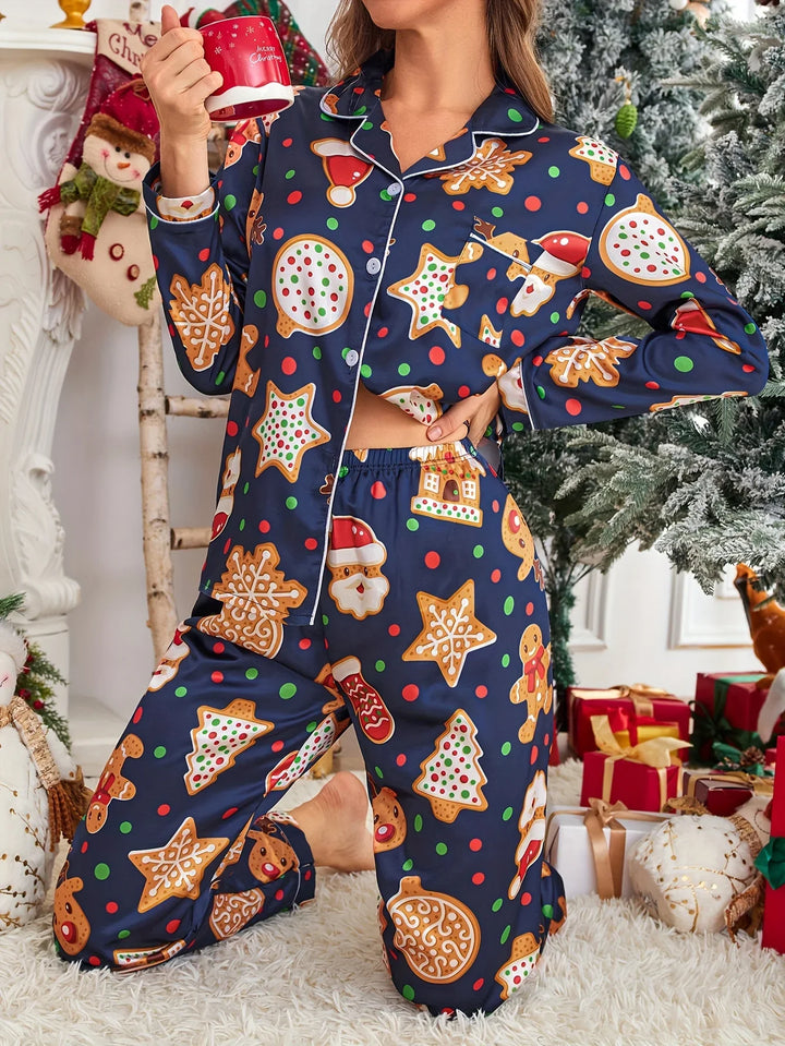 Cozy Christmas Cookie Print Long Sleeve Pajama UNISEX - Luxurise Fashion - 