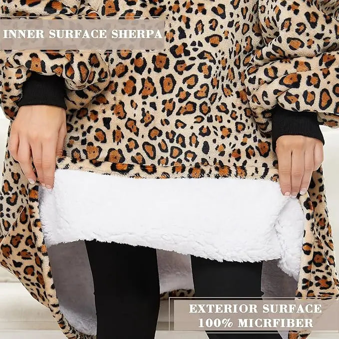 Leopard Blanket Hoodie - Luxurise Fashion - loungewear