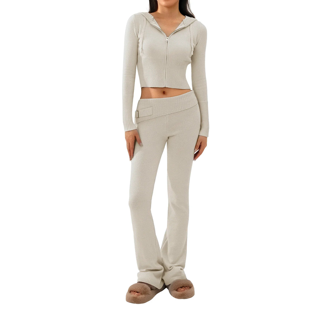 Cozy Ribbed Knit Lounge Set - Luxurise Fashion - 