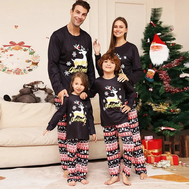 Christmas PJ's - Black/Reindeer - Luxurise - pjs - christmas loungewear