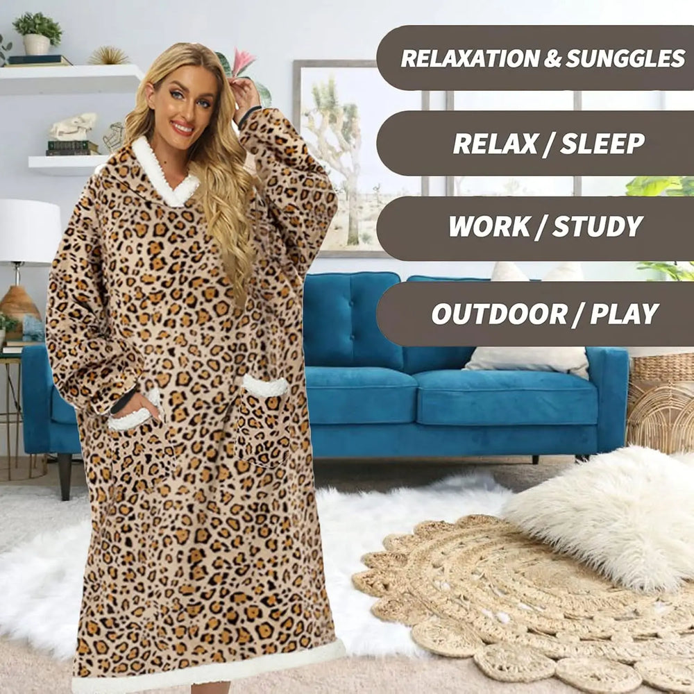 Leopard Blanket Hoodie - Luxurise Fashion - loungewear