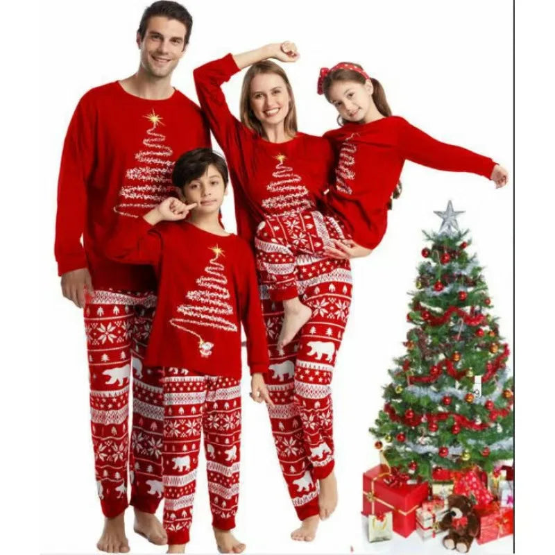 Christmas Family Matching Pajamas Set Red - Luxurise - christmas-family-matching-pajamas-set-2023-mom-dad-kids-elk-print-2pcs-clothes-baby-romper-family-look-soft-sleepwear-xmas-gift - 