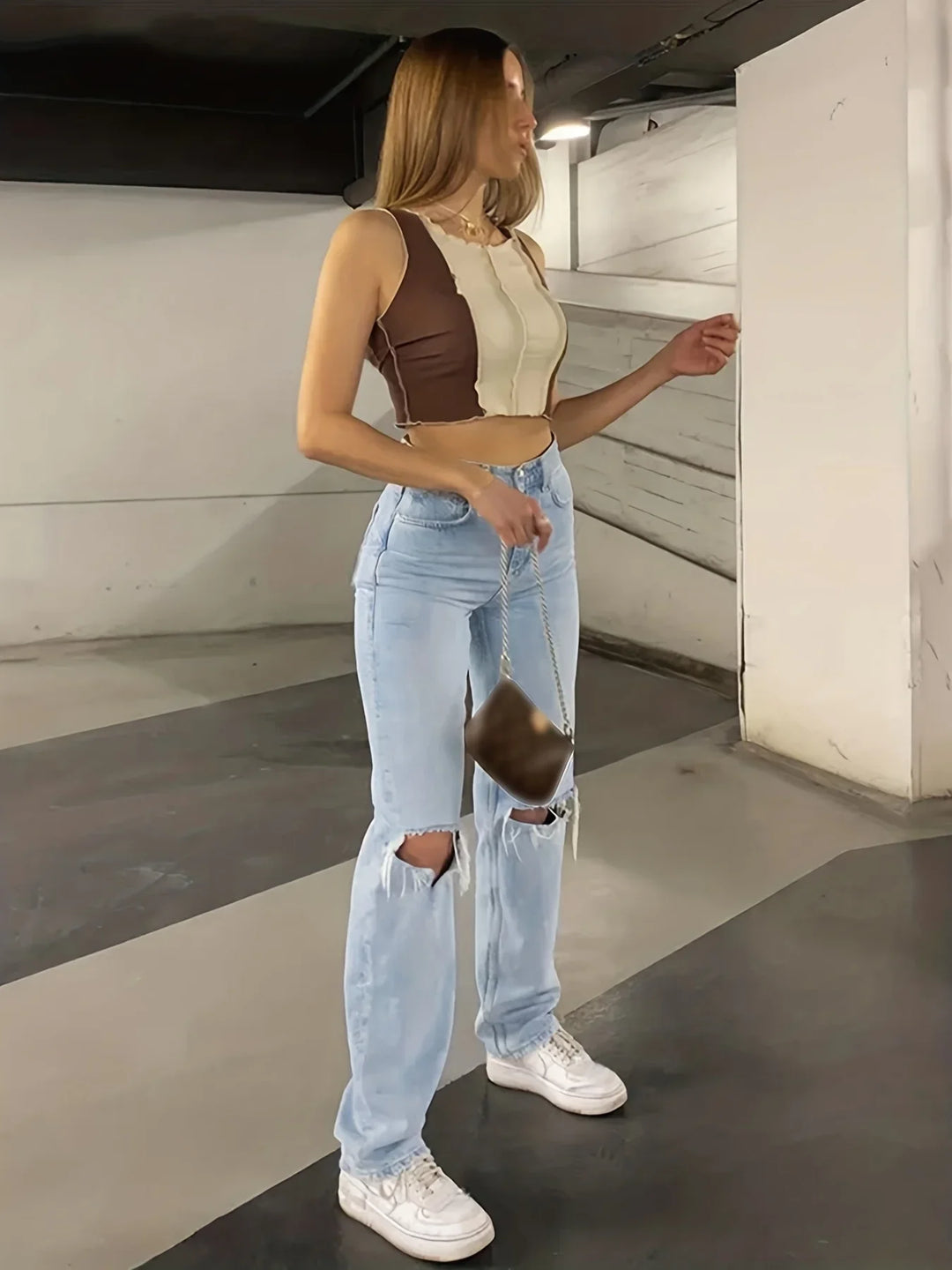 Ripped Straight Jeans Loose Fit - Luxurise Fashion - 