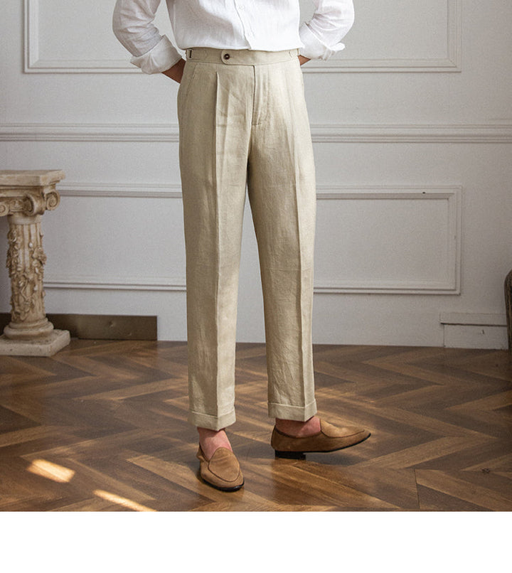 Pietro Linen Pleated Trousers - Luxurise - pietro-linen-pleated-trousers - 