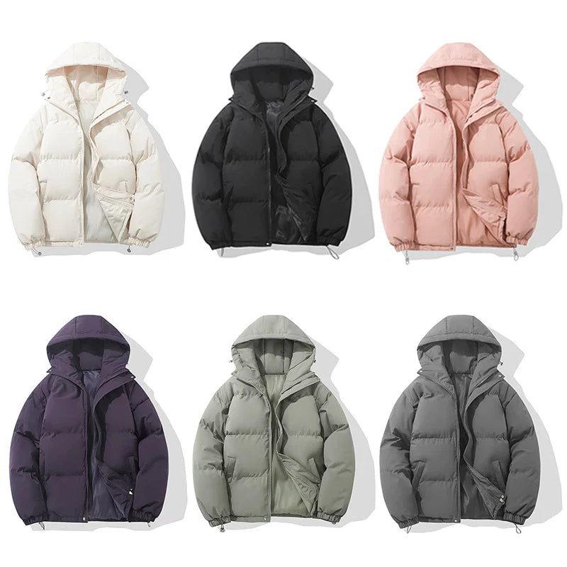 Puffer Jacket Women High Neck Hooded Zipper Design Cotton-Padded Coat - Luxurise Fashion - 