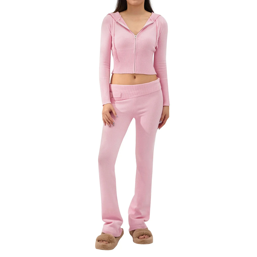 Cozy Ribbed Knit Lounge Set - Luxurise Fashion - 