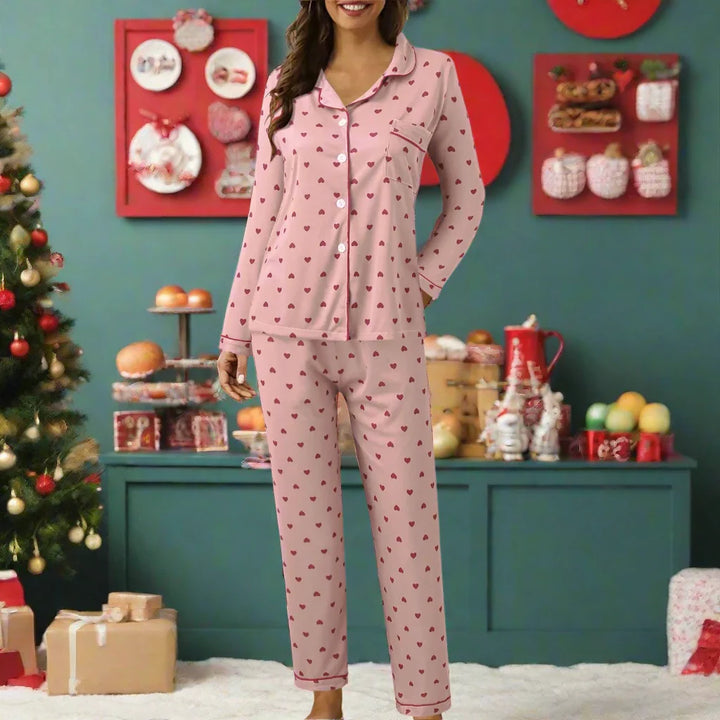 Casual Christmas PJ's - Luxurise - women-casual-lapel-button-plaid-print-two-long-ladies-pajamas-button-down-pajamas-sleepwear-for-women-woman-pajamas - 