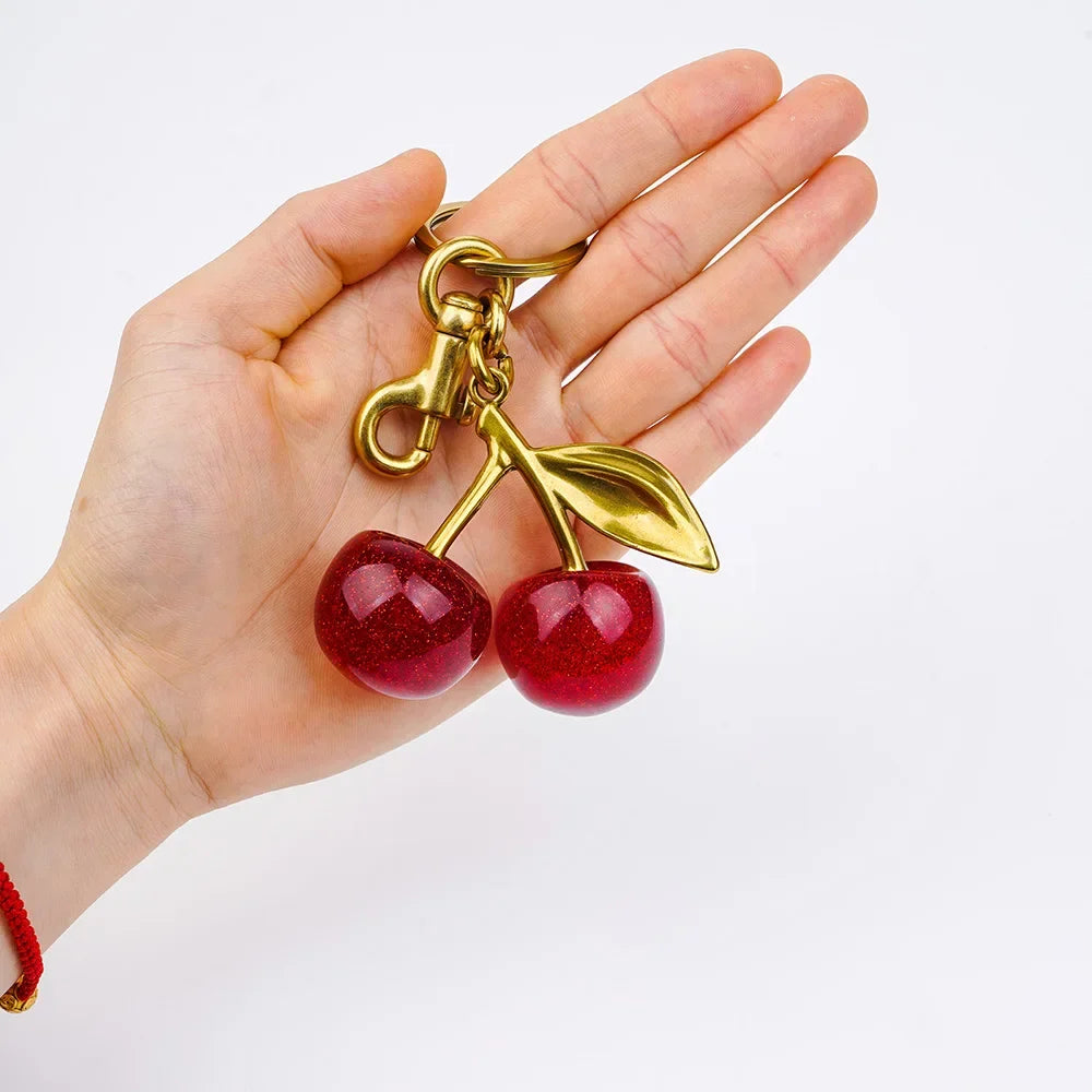 Cute Cherry Charm Handbag Pendant Keychain Crystal Cherry Bag Accessories - Luxurise Fashion - 