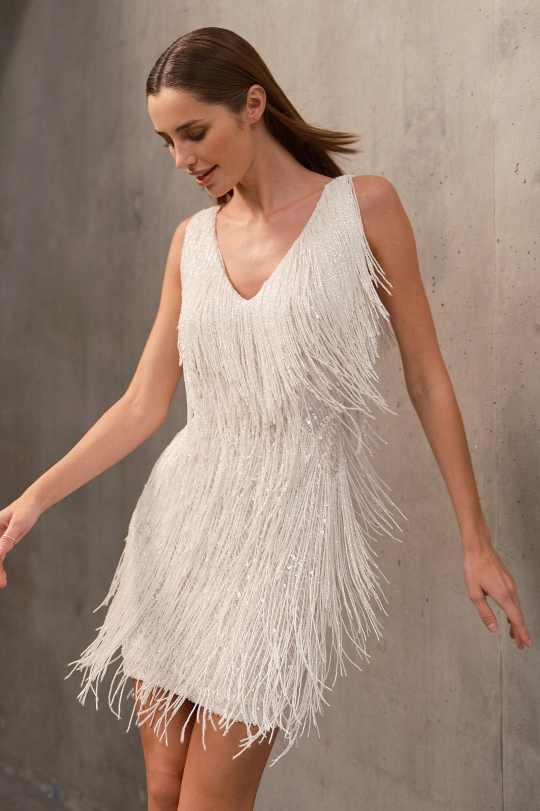 Celeste Shimmer Fringe Dress