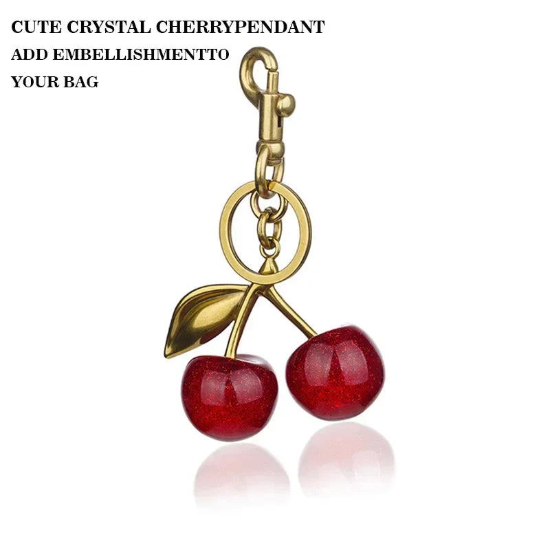 Cute Cherry Charm Handbag Pendant Keychain Crystal Cherry Bag Accessories - Luxurise Fashion - 